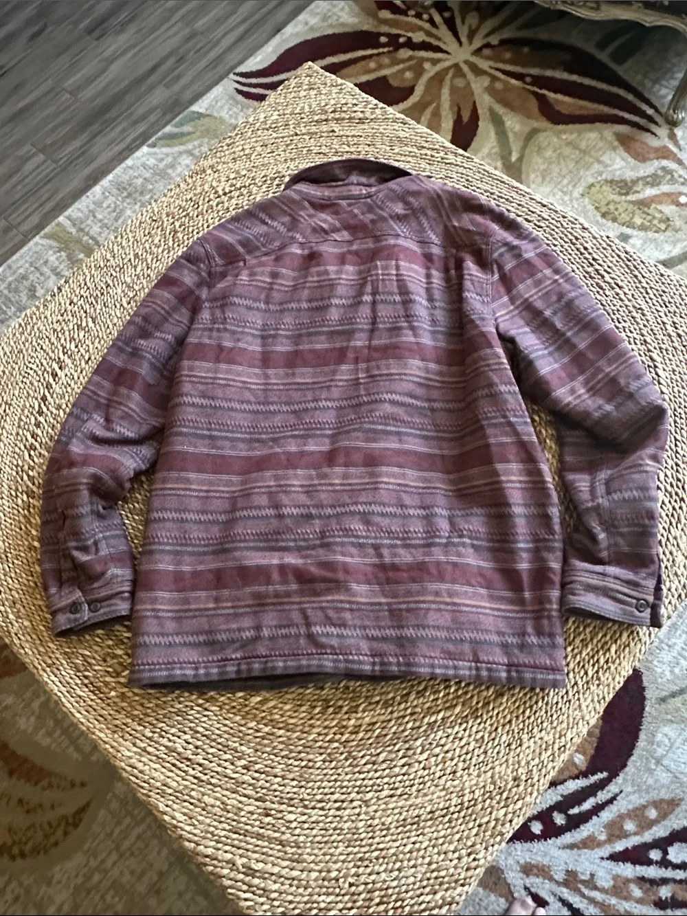 Patagonia Men's XL Maroon Striped Button-Up Shirt Jacket